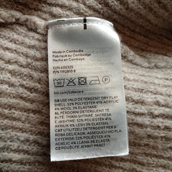 H&M Long Sleeve Knit Women’s Beige Soft Wool Blend Dress - Picture 6 of 6